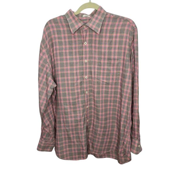 Peter Millar Button Front Men's Plaid Long Sleeve 100% Cotton Shirt Size Large - Picture 1 of 11